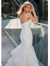 Sparkly Ivory Pleated Tulle Layered Modern Wedding Dress